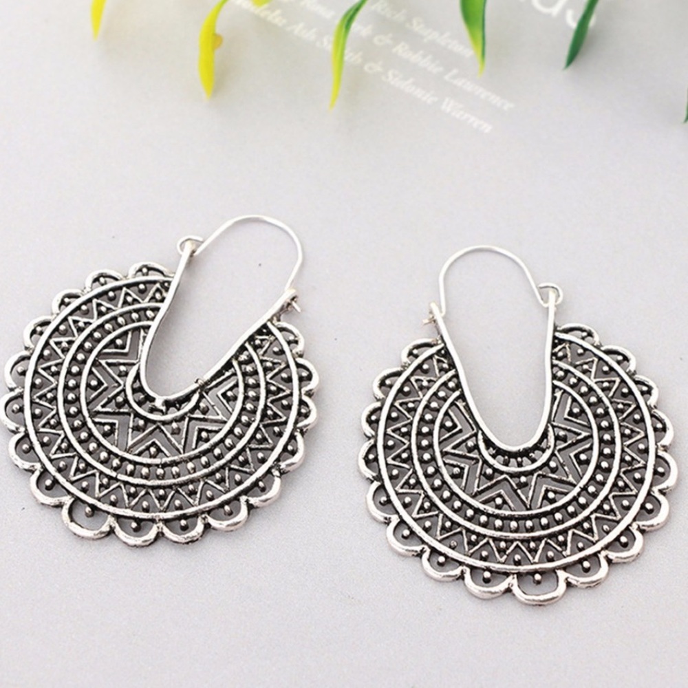 3/$30 Silver Hollow Out Statement Earrings